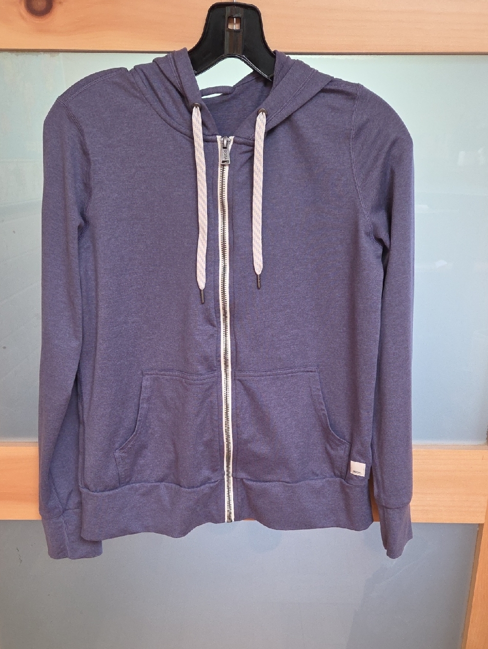 Vuori Classic Zip-Up Dream Knit Hoodie in Heather Mauve with Drawstrings